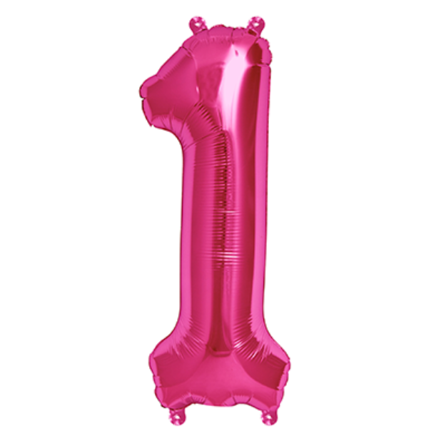 Picture of Foil balloon number 1 magenta 40cm