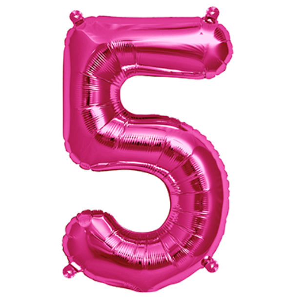 Picture of Foil balloon number 5 magenta 40cm