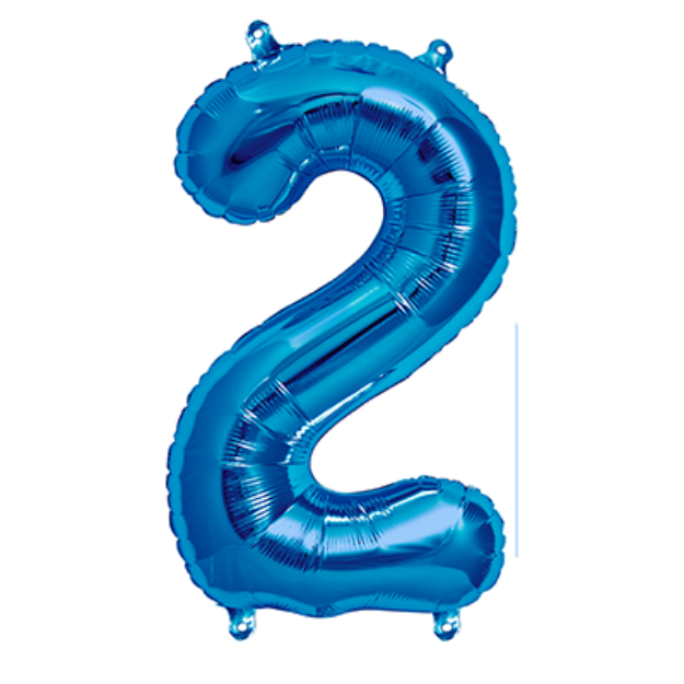 Picture of Foil balloon number 2 blue 35cm