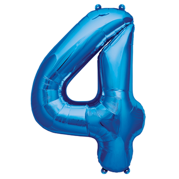 Picture of Foil balloon number 4 blue 40cm