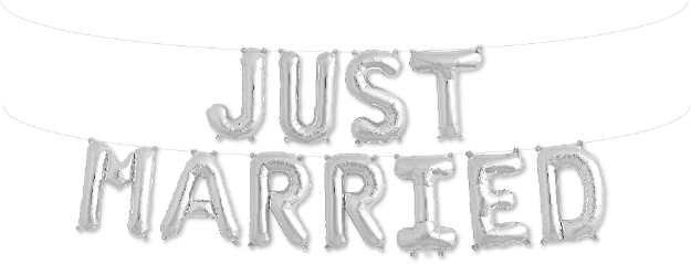 Picture of Foil Balloons Kit JUST MARRIED silver