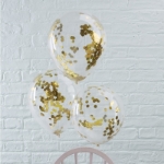 Μπαλόνια με χρυσά στρόγγυλα κομφετί