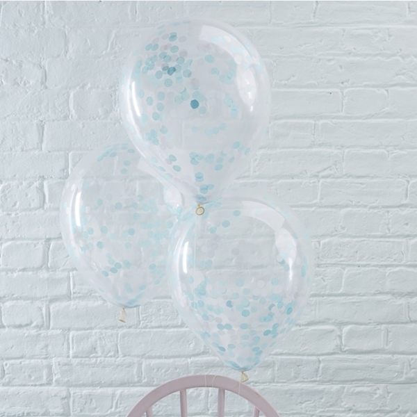 Μπαλόνια με γαλάζια κομφετί
