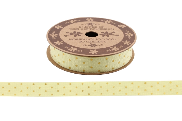 Picture of Yellow and gold 5m cotton ribbon