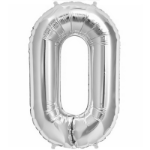 Picture of Foil balloon number 0 silver 86cm
