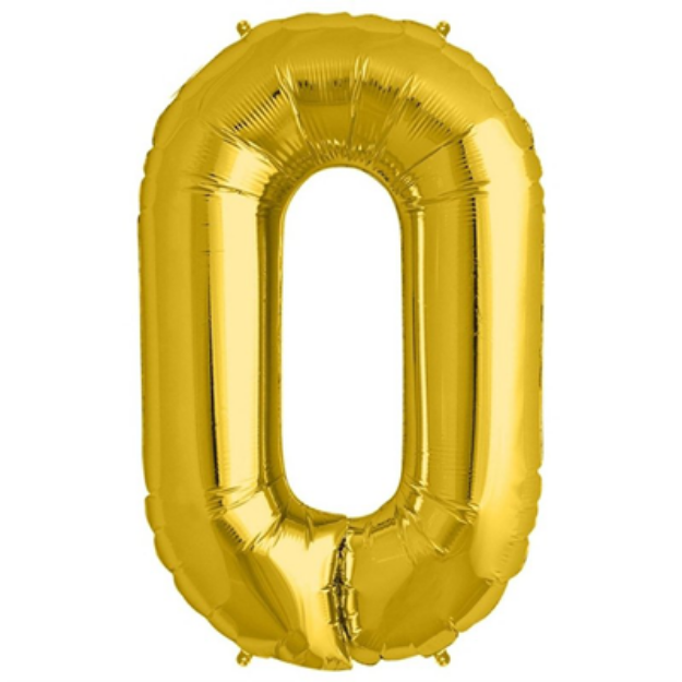Picture of Foil Balloon Number 0 Gold 86cm