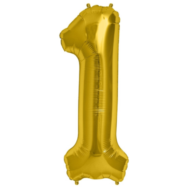 Picture of Foil Balloon Number 1 Gold 35cm