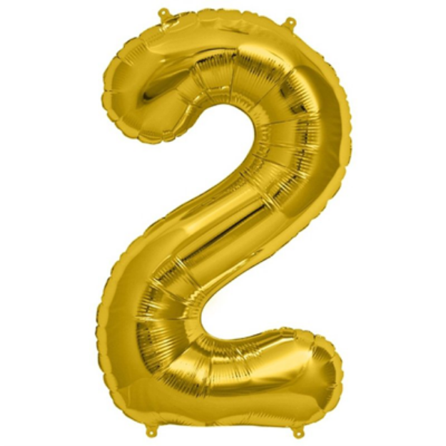 Picture of Foil Balloon Number 2 Gold 35cm