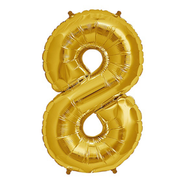 Picture of Foil Balloon Number 8 Gold 35cm