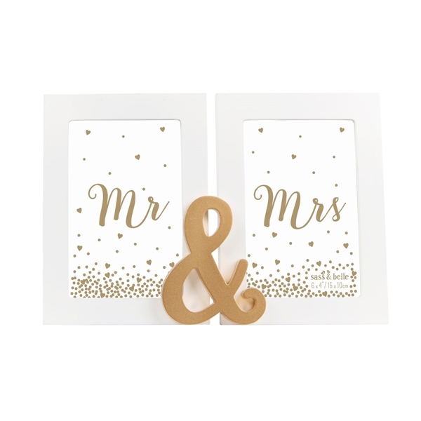 Picture of Mr & Mrs gold double photo frame