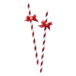Picture of Red foiled paper straws with bells (10pcs)