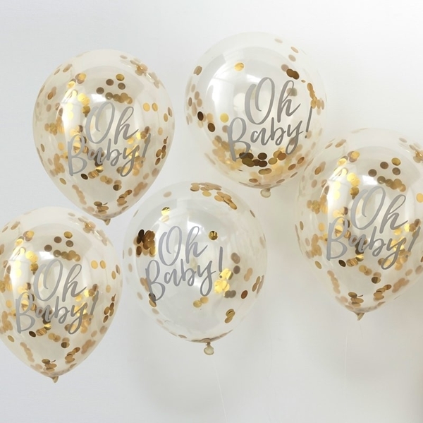 Picture of Printed gold confetti balloons - Oh baby