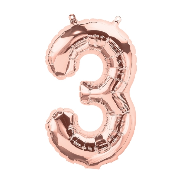 Μπαλόνι Αριθμός 3 ροζ χρυσό 35εκ