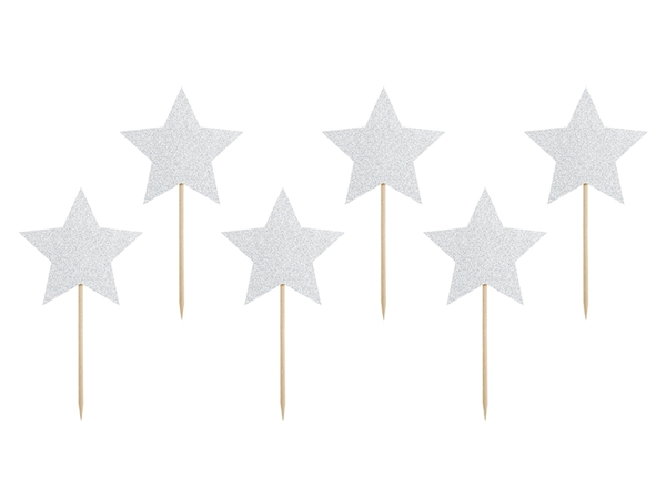 Picture of Silver Glitter Star Cupcake Toppers