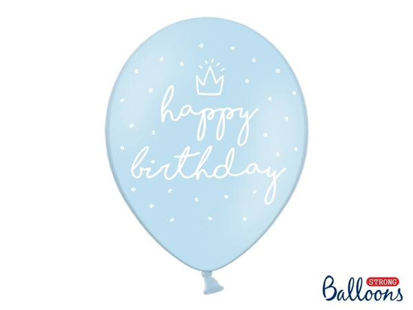 Picture of Balloons Happy Birthday Light Blue (6qty)