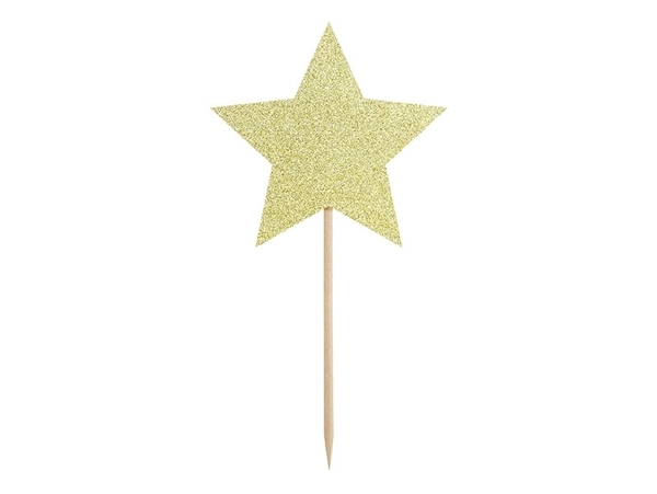Διακοσμητικά sticks για cupcakes - Χρυσά γκλίτερ αστέρια