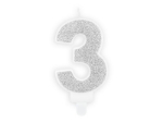 Picture of Silver Glitter 3 Number Candle