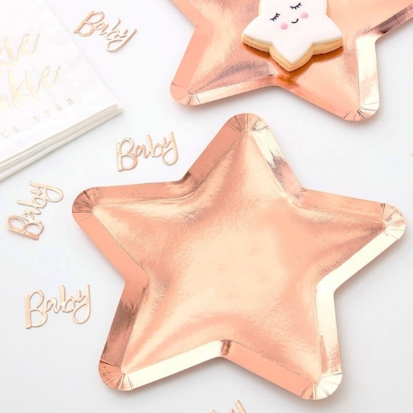 Picture of Rose gold star shaped paper plates (8pcs)