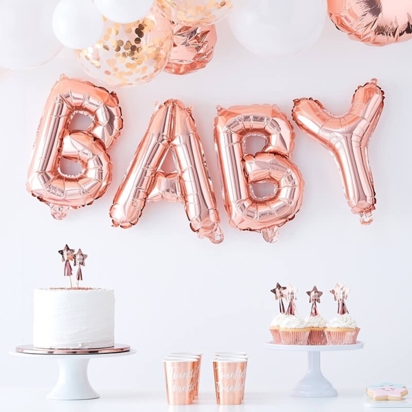 Picture of Rose gold baby balloon bunting decoration 