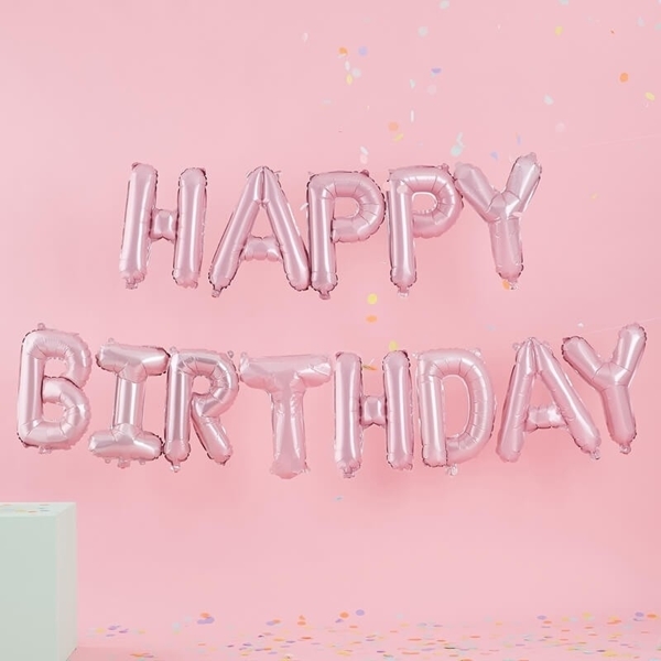 Picture of Matte Pink Happy Birthday Balloon Bunting