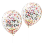 Μπαλόνια με πολύχρωμα κομφετί - Happy Birthday