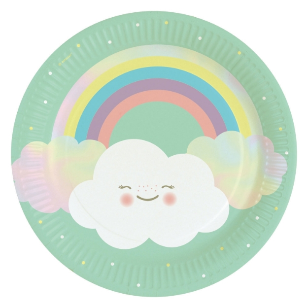 Picture of Paper plates (23cm) - Cloud and rainbow