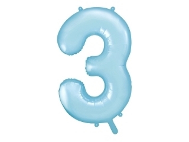 Picture of Foil Balloon Number "3", 86cm, light blue