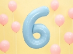 Picture of Foil Balloon Number "6", 86cm, light blue