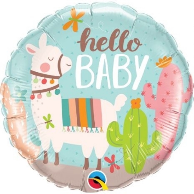Picture of Foil balloon "hello baby" - Lama