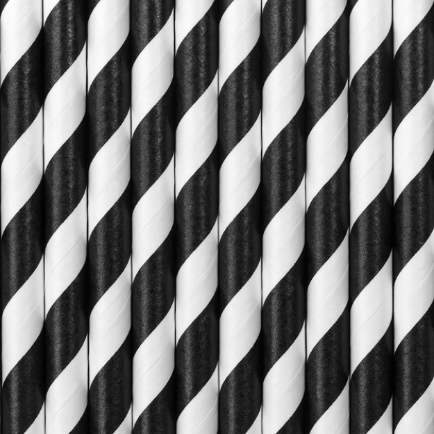 Picture of Paper straws black and white (10pcs)