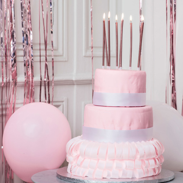 Κεράκια για τούρτα ψηλά - Metallic pink
