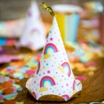 Picture of Party hats - Rainbow with dots (6pcs)