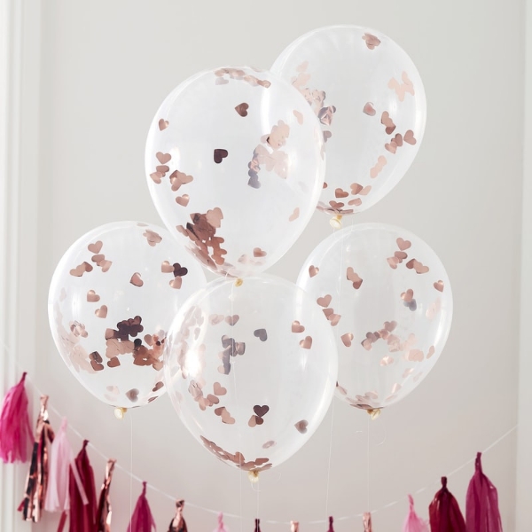 Picture of Rose gold confetti hearts balloons (5pcs)