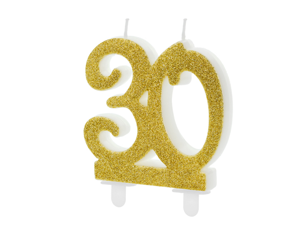 Picture of Gold Glitter 30 Number Candle