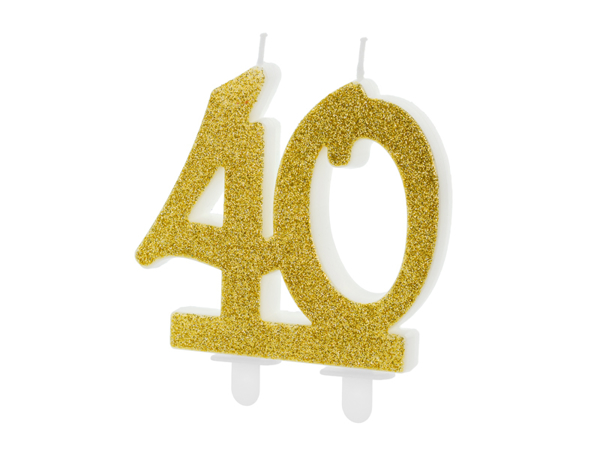 Picture of Gold Glitter 40 Number Candle