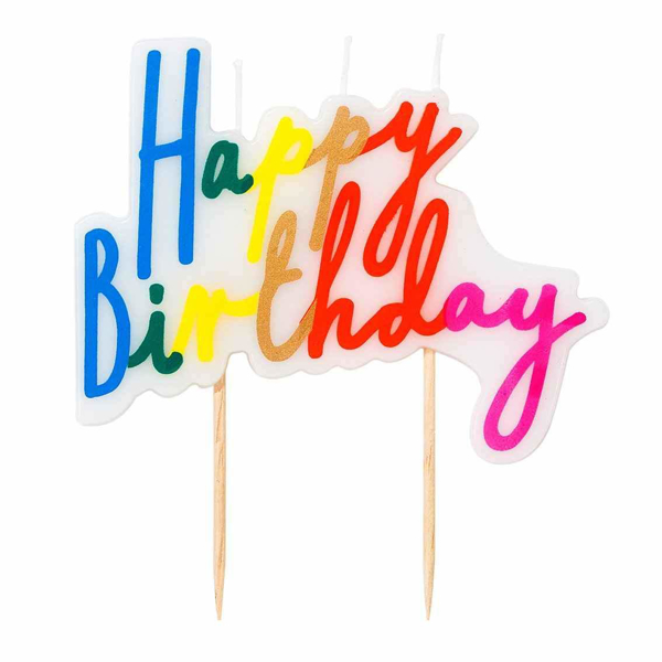 Κερί για τούρτα Happy Birthday πολύχρωμο