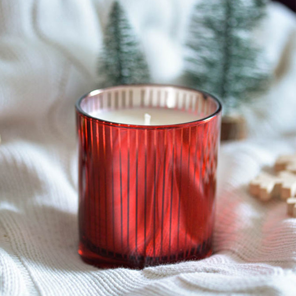 Picture of Scented soy candle in red glass - Baby powder
