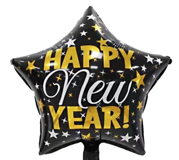 Μπαλόνι foil αστέρι - Happy new year (45εκ)
