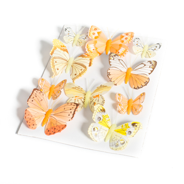 Διακοσμητικές πεταλούδες - Κίτρινο και πορτοκαλί