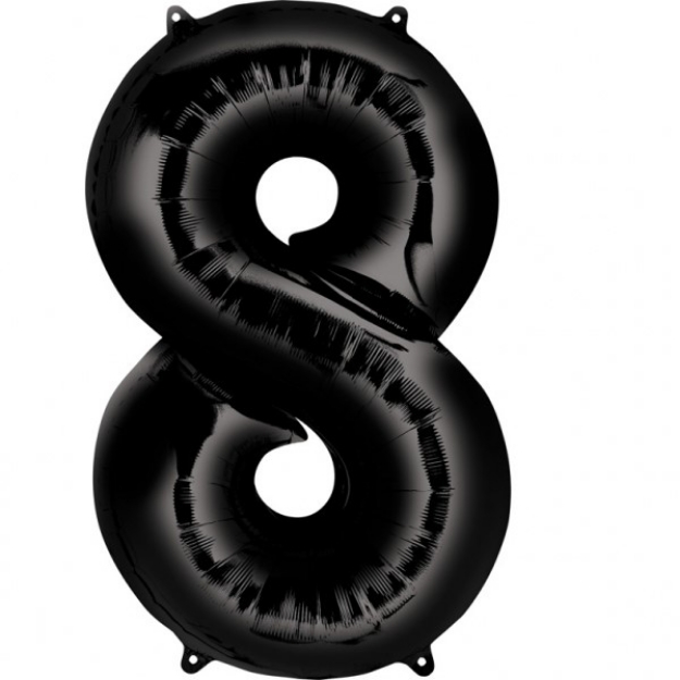 Picture of Foil balloon number 8 black 86cm