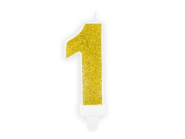 Picture of Gold Glitter 1 Number Candle