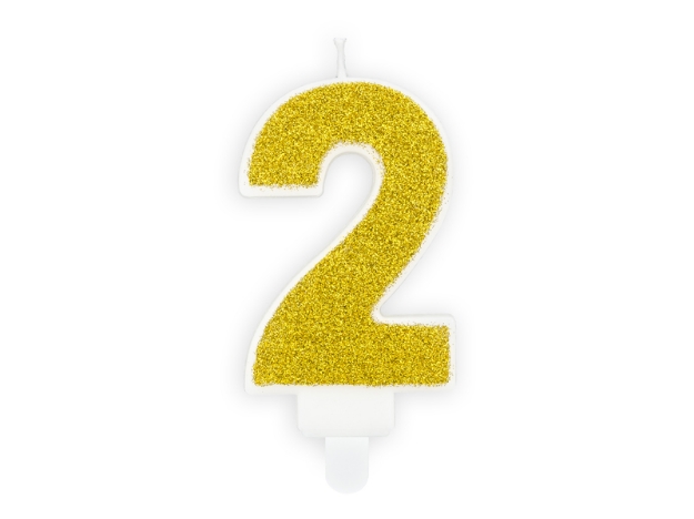 Picture of Gold Glitter 2 Number Candle