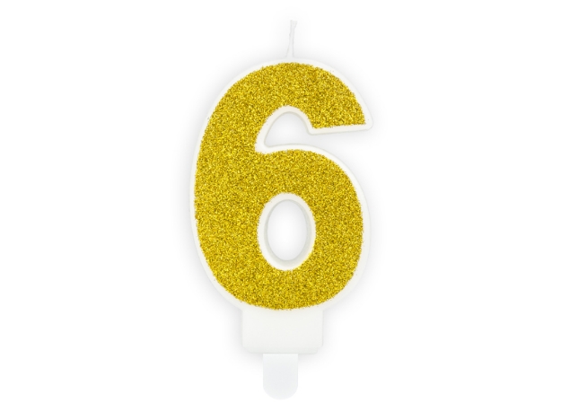 Picture of Gold Glitter 6 Number Candle