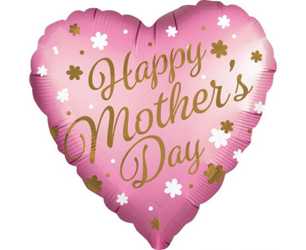 Picture of Heart foil balloon with helium (Large)  - Happy mother's day
