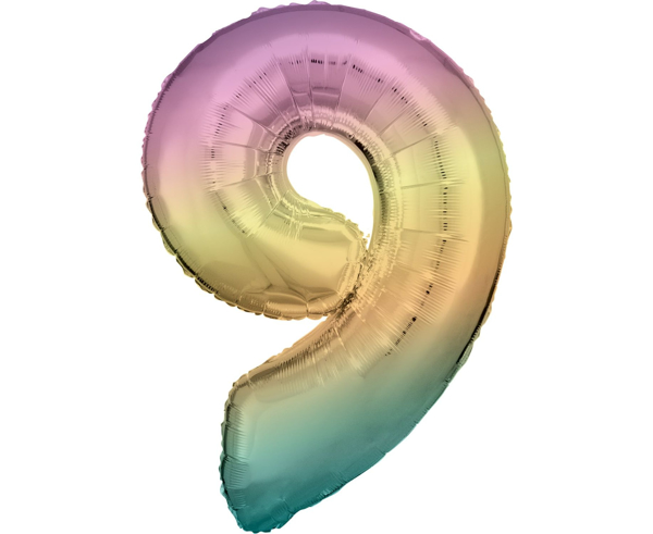 Picture of Foil Balloon Number "9" Rainbow 83cm