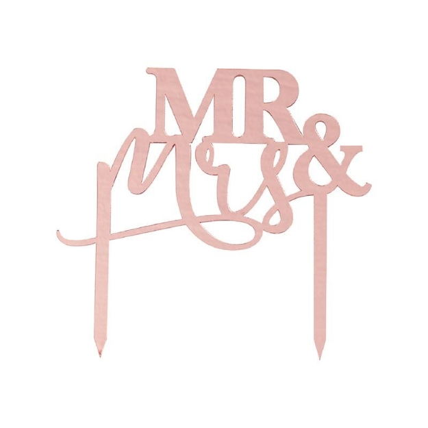 Διακοσμητικό τούρτας - Mr&Mrs ροζ χρυσό