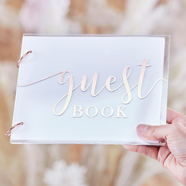Ευχολόγιο βιβλίο - Guestbook (ροζ χρυσό)