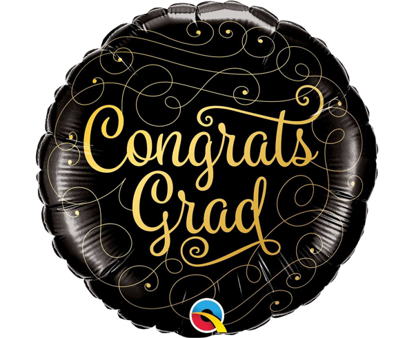 Picture of Graduation foil balloon - Congrats Grad black