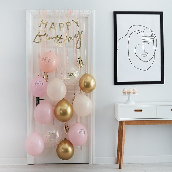 Picture of Balloon Door Kit - Pink Happy Birthday 