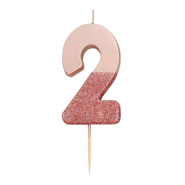 Picture of Rose Gold with Glitter 2 Number Candle